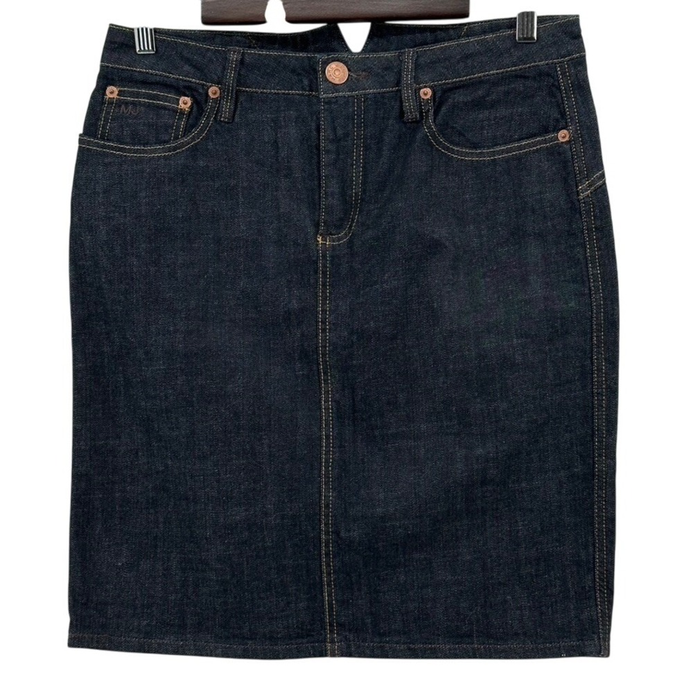 Marc Jacobs Dark Wash Denim Pencil‎ Skirt Knot Detail Womens Size 10